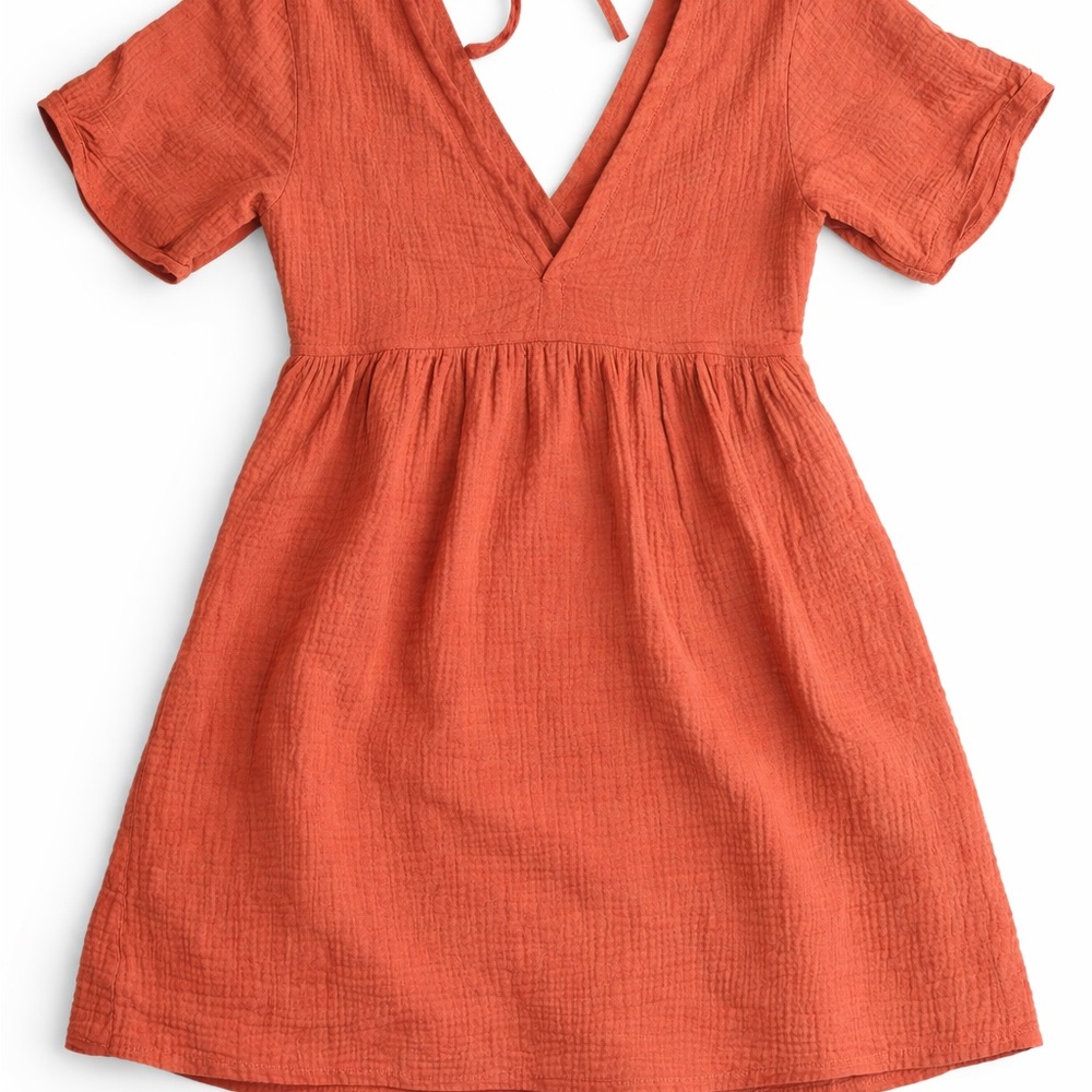 Pink Lily Rust Orange Gauze Babydoll Dress